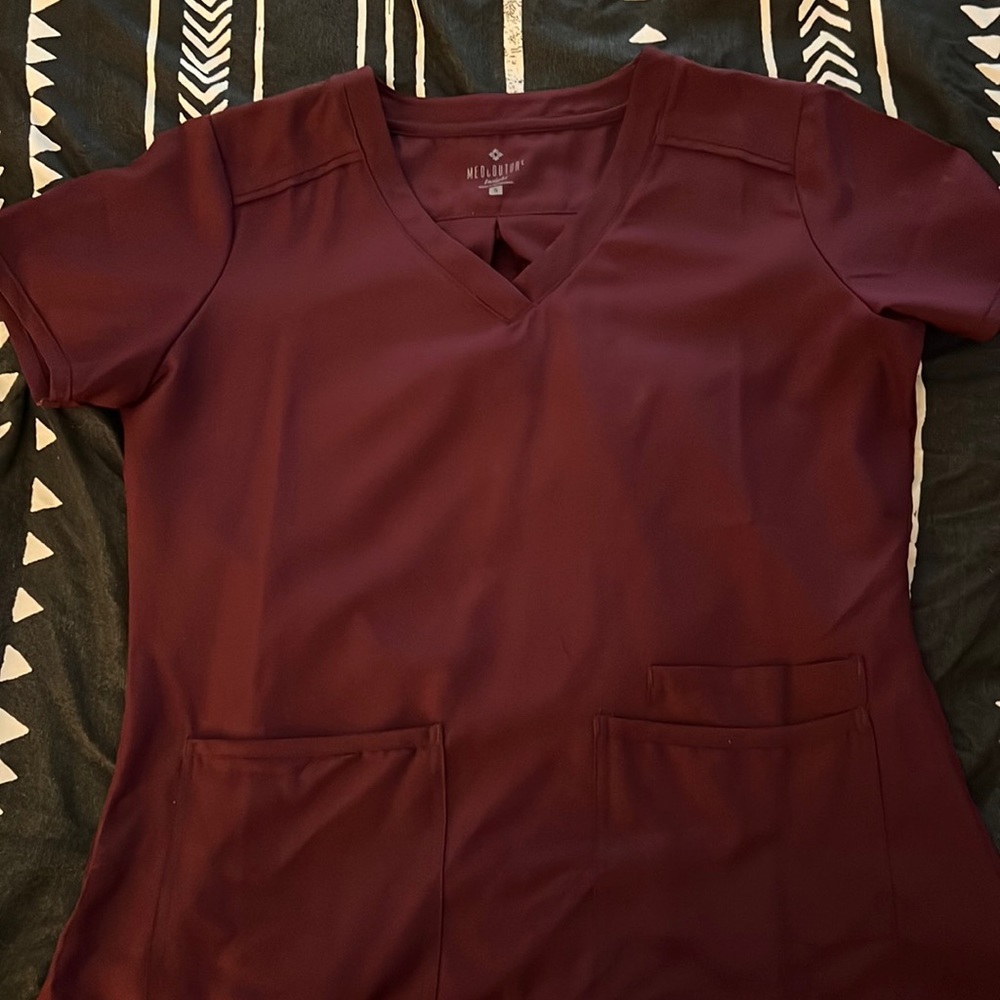 Maroon scrub set.
